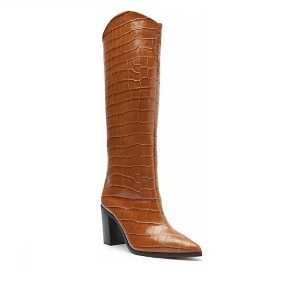 SCHUTZ Shoes - NEW Schutz Croco Leather Knee High Heeled Boots - Maryana Block 8